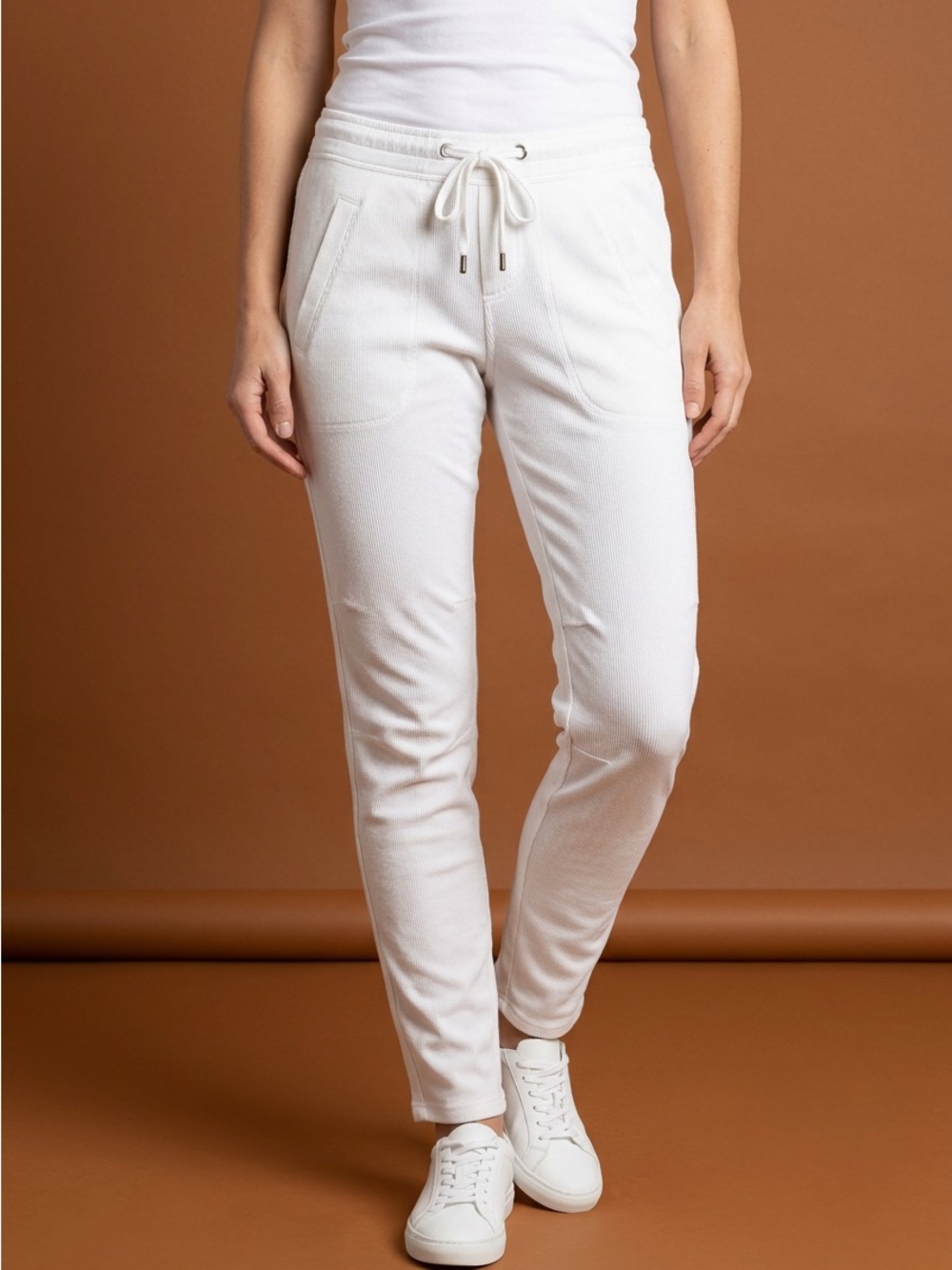 James Perse White Drawstring Track Joggers